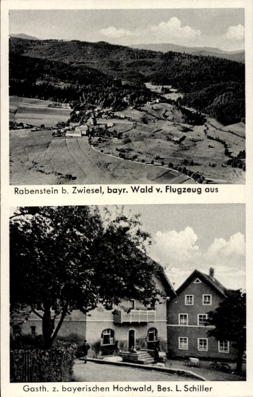 Ak Rabenstein Zwiesel im Bayerischen Wald, Fliegeraufnahme, Gasthaus zu. bayerischen Hochwald