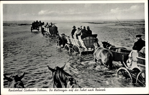 PC Sahlenburg Cuxhaven in Lower Saxony, Wattwagen on the way to Neuwerk