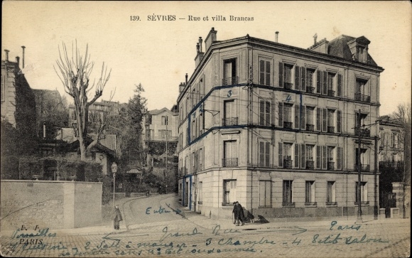 Postcard Sèvres Hauts de Seine, Street and villa Brancas