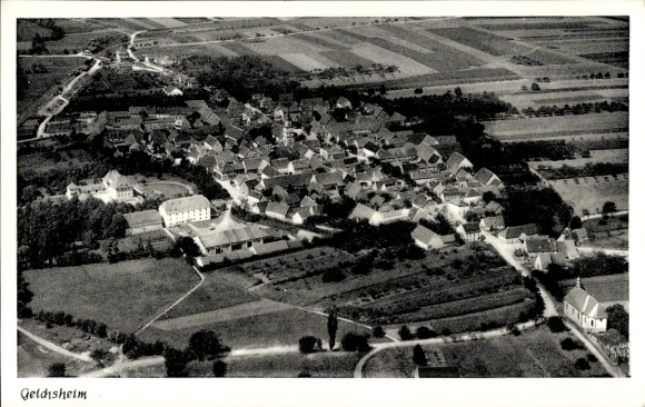 Postcard Gelchsheim in Lower Franconia, aerial photograph