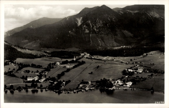Postcard Fischhausen Schliersee in Upper Bavaria, aerial photograph, Jägerkamp