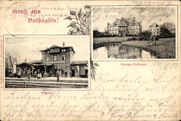 Ak Voldagsen Einbeck in Niedersachsen, Bahnhof, Rittergut Voldagsen