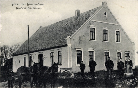 Postcard Großenhain Lintig Geestland in Lower Saxony, inn Joh. Döscher, residents, horses