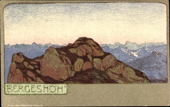 Artist Chromo-Litho Liebermann, Ernst, Bergeshöhe