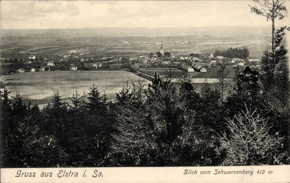 Postcard Elstra in Upper Lusatia Saxony, view from Schwarzenberg, landscape photo, greetings