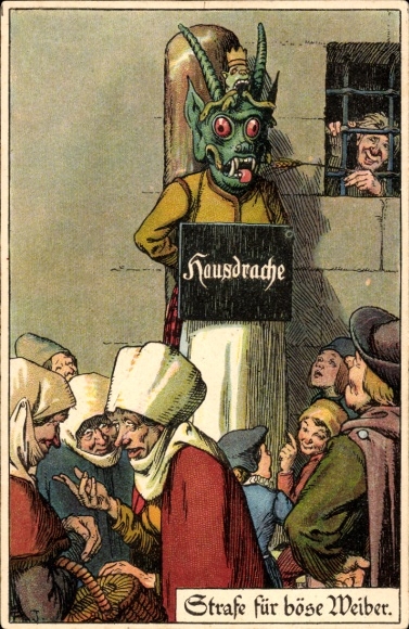 Artysta lito Jodolfi, kara dla złych kobiet, smok domowy, maska smoka, post wstydu