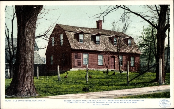 Ak Rutland Vermont de V.S., het Oude Huis van de Staat