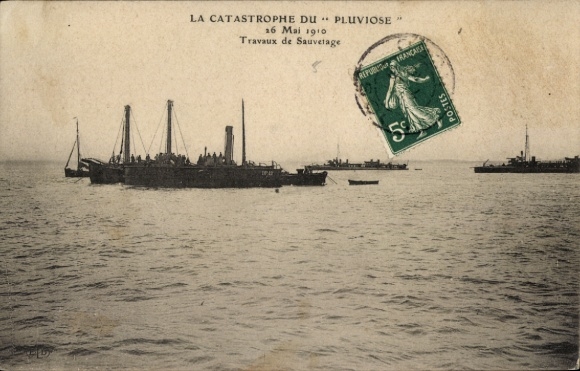 CPA La Catastrophe du Pluviose, 16 May 1910, Travaux de Sauvetage