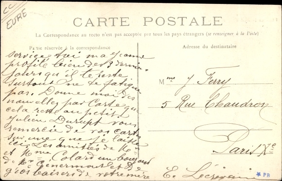 Postcard Bourgtheroulde Eure, Church Square