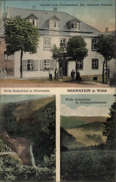 Postcard Bernstein Schwarzenbach am Wald Oberfranken, Gasthof zum Frankenwald, Wilde Rodachtal