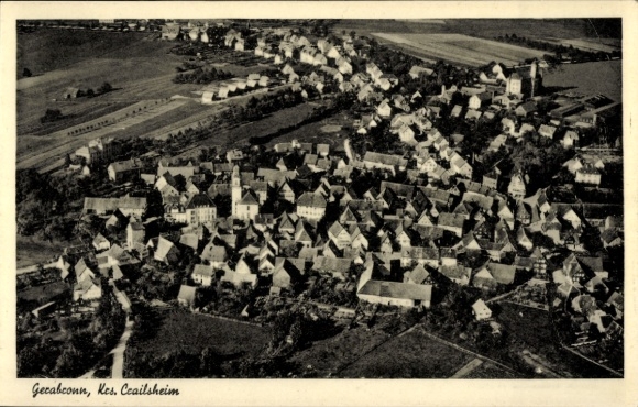 Postcard Gerabronn in Württemberg, aerial photograph