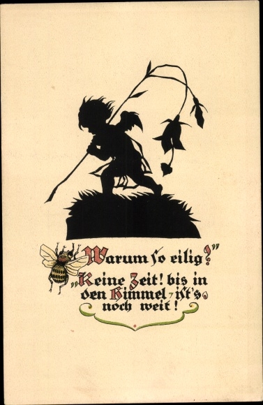 Paper cut PC Plischke, Georg, why so urgent, angel with flower, bumblebee
