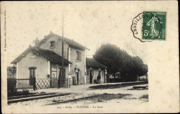 Ansichtkaart Plaines Aube, la Gare, zicht op het spoor