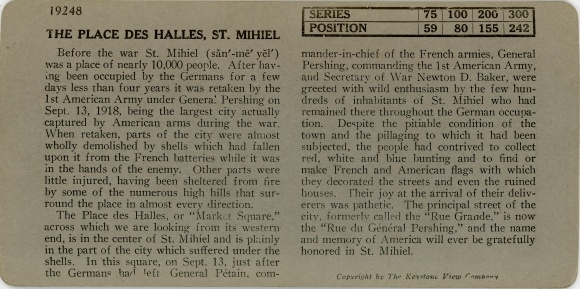 Stereo photo Saint Mihiel Maas, Place des Halles, WW I