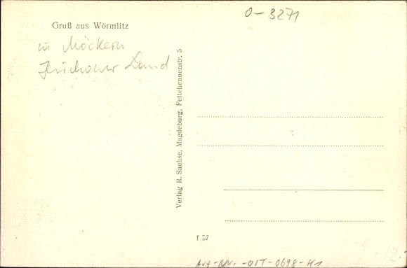 Postcard Wörmlitz Möckern in Jerichower Land, Restaurant Schopp, the green lime tree, domain, village street