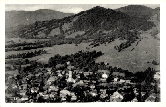 Postcard Lenggries in Upper Bavaria, aerial photograph