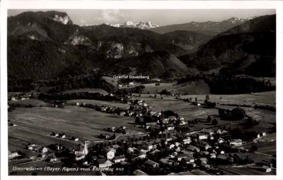 Postcard Unterwössen in Upper Bavaria, aerial photograph