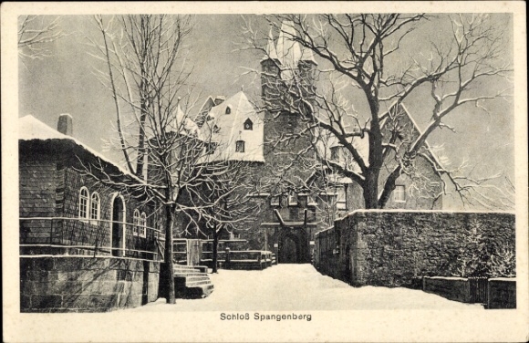 Postcard Spangenberg in Hessen, castle, snow
