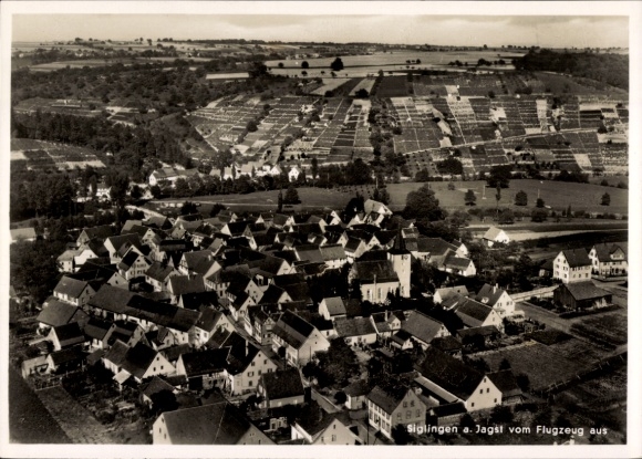 Postcard Siglingen Neudenau an der Jagst, aerial photograph