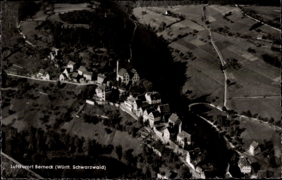 Ak Berneck Altensteig im Schwarzwald, Fliegeraufnahme