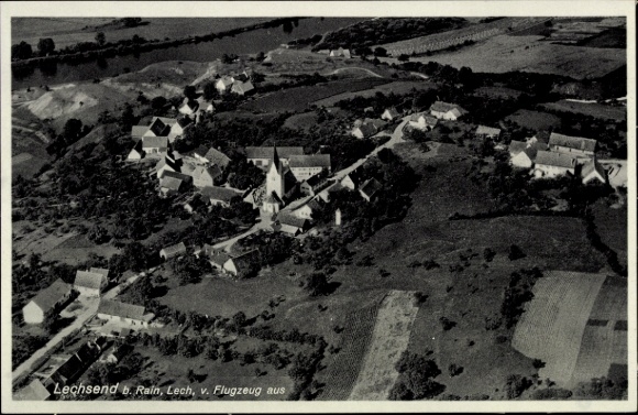 Postcard Lechsend Marxheim in Swabia Bavaria, aerial photograph