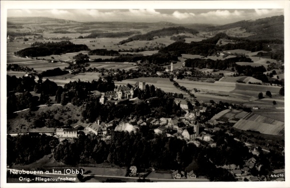 Postcard Neubeuern in Upper Bavaria, aerial photograph