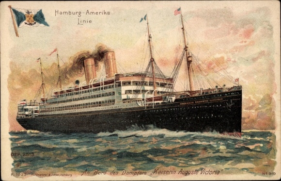 Chromo-Litho HAPAG, On board the steamer Kaiserin Auguste Victoria