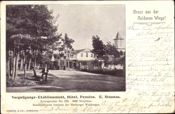Postcard Hamburg Harburg, entertainment establishment Goldene Wiege, hotel, guesthouse