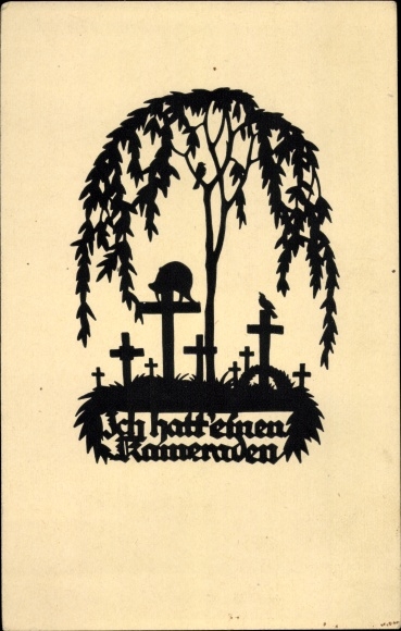 Paper cut artist Postcard Schwindt, AM, I had a comrade, soldiers' graves