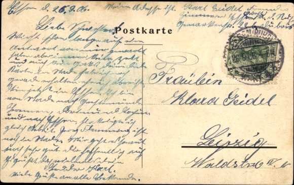 Letters Postcard Essen in the Ruhr area, train station, boathouse, Kaiser Wilhelm equestrian monument, city garden