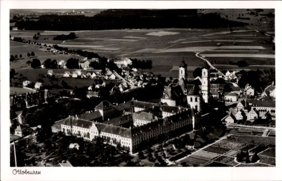 Postcard Ottobeuren in Upper Swabia Allgäu, aerial photograph