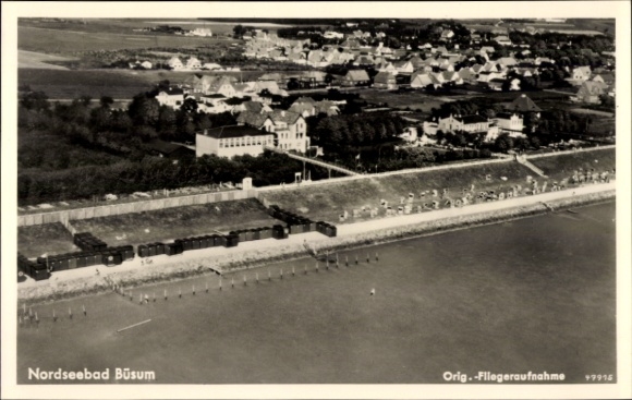 Ak Noordzeebadplaats Büsum, luchtfoto