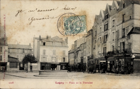 Ak Lagny Seine et Marne, Place de la Fontaine