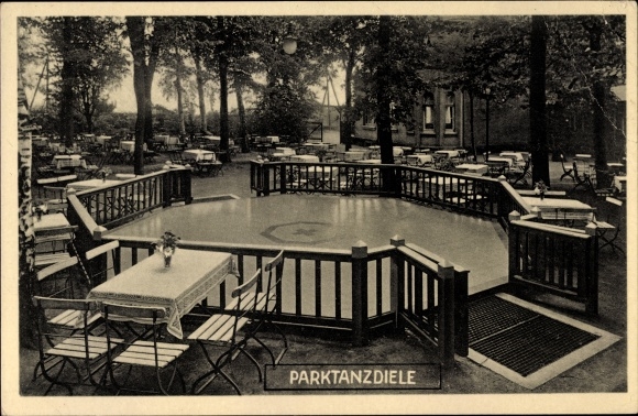 Ak Hartmannsdorf im Kreis Mittelsachsen, Park am Bahnhof, Tanzdiele