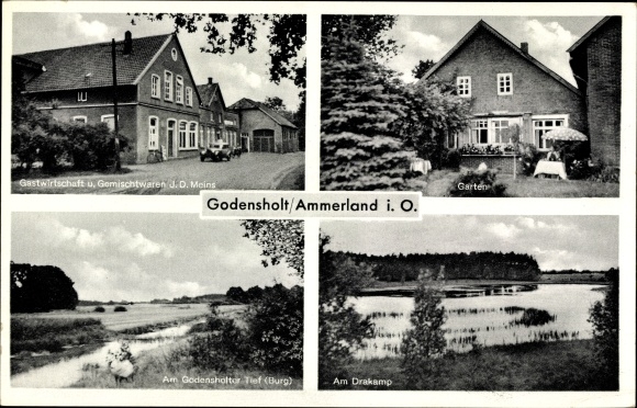 Postcard Godensholt Apen in Oldenburg, Gasthaus Schützenhof, Drakamp, garden