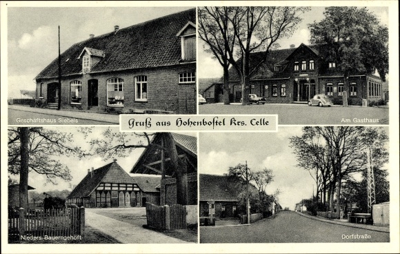 Ak Hohenbostel Bienenbüttel, Dorfstraße, Gasthaus, Bauerngehöft, Geschäftshaus Siebels