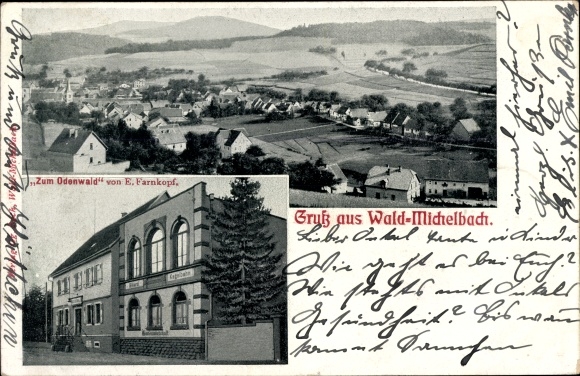 Postcard Waldmichelbach Forest Michelbach in the Odenwald Hesse, Inn Zum Odenwald, total view