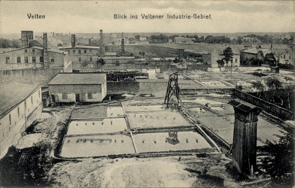 Postcard Velten in Brandenburg, industrial area