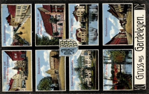 KP Gardelegen w Altmark, Rynek, Pomnik Cesarza Wilhelma, Brama Salzwedel, Bahnhofstrasse,