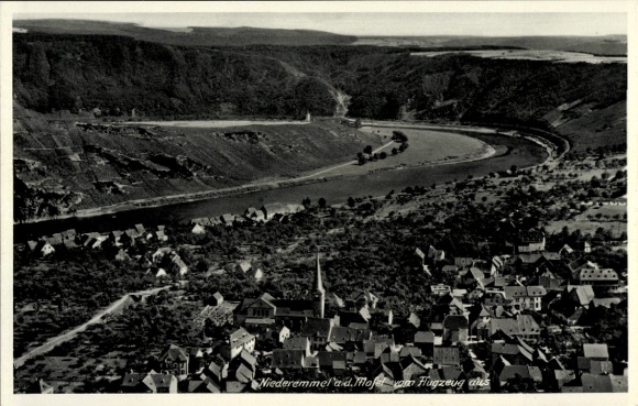 Ak Niederemmel Piesport, Fliegeraufnahme