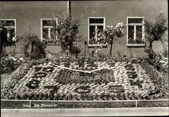 Postcard Greiz im Vogtland, The flower clock