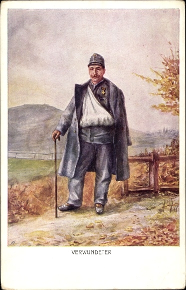 Artist PC wounded KuK soldier, invalid relief action