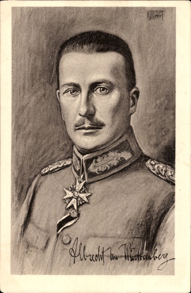 Künstler Ak Albrecht Herzog vom Württemberg, Portrait, Uniform, Orden