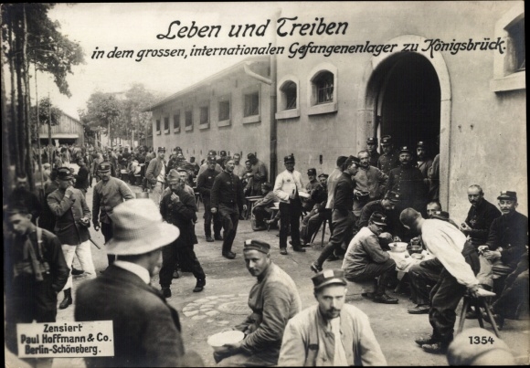 Postcard Königsbrück in Upper Lusatia, prisoners of war in the camp, WK I
