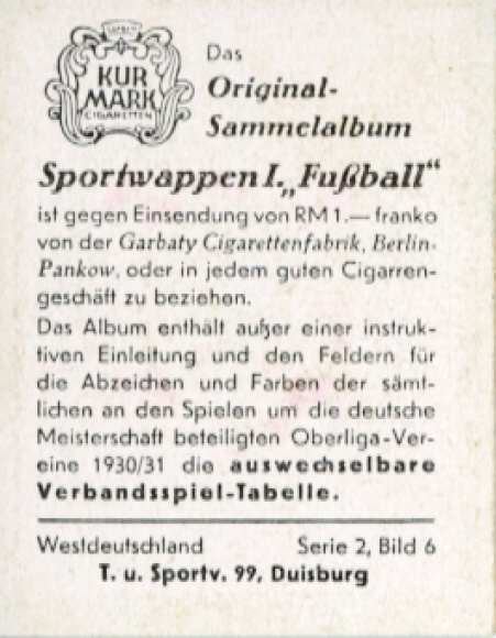 Obraz kolekcjonerski herb sportowy, piłka nożna, Niemcy Zachodnie, TS 99 Duisburg, zdjęcie nr 6