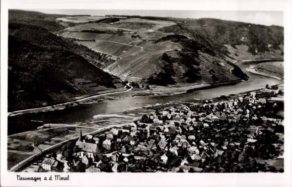 Postcard Neumagen on the Mosel, aerial photograph