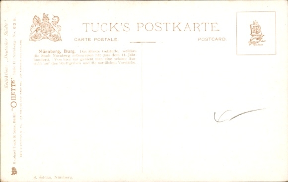 Artist Postcard Flower, Charles, Nuremberg in Middle Franconia Bavaria, Burg, Tuck 612B