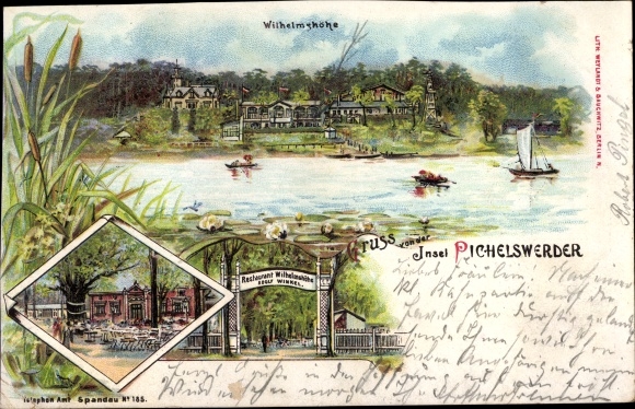 Chromo-Litho Berlin Spandau Wilhelmstadt Pichelswerder, Restaurant Wilhelmshöhe