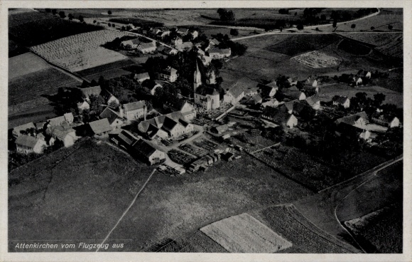 Postcard Attenkirchen in Upper Bavaria, aerial photograph