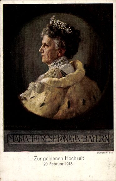 Artist Postcard Firle, Walther, Maria Therese, wife of King Ludwig III of Bavaria, portrait